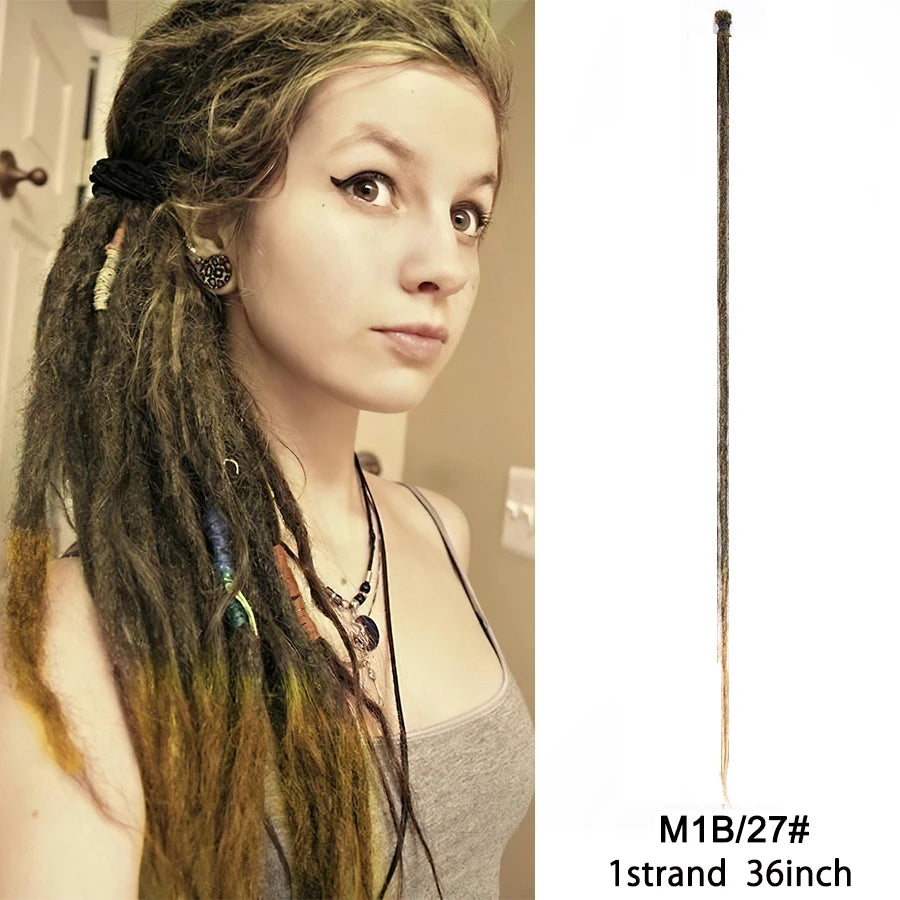 5 Strands Reggae Synthetic 20 36inch Handmade Dreadlocks Hair Extensions Faux Locks Crochet Hair Braid Hairpiece for Women/Men