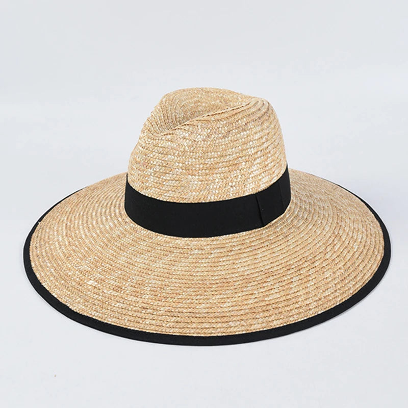New Belt Strap Straw Sun Hat for Women Fashion Vacation Beach UV Hats WideBrim Panama Hats Outdoor Wholesale