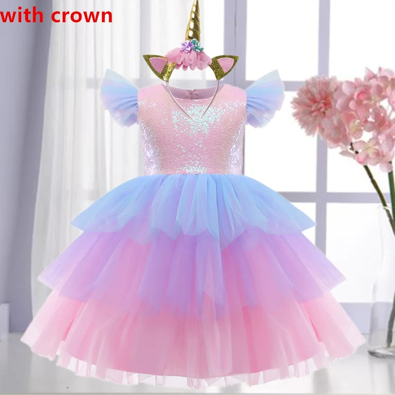 Wedding Party Dress for Girl Flower New Year Elegant Kids Evening Dresses Children Tulle Bridesmaid Dresses Girls Prom Vestidos - My Store