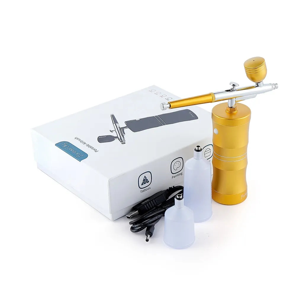 0.3mm Mini Facial Airbrush Compressor Kit Air-Brush Spray Gun Oxygen Injector for Nail Art Paint Craft Cake Nano Mist Sprayer