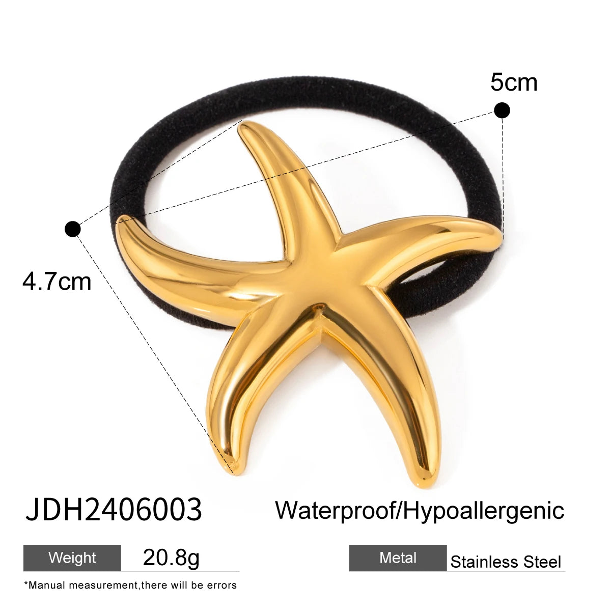 Uworld Starfish Hair Accessories 18K Gold Color Waterproof Stainless Steel Hairpin Headband 2024 Hair Accessories Fashion Jewelr