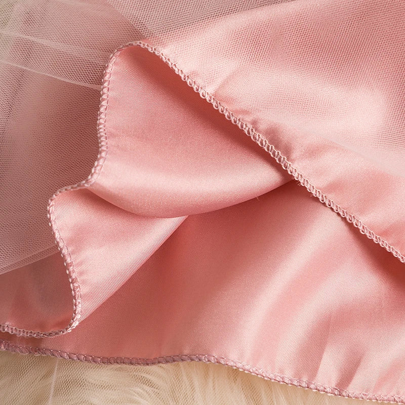 Baby Girls Dress for Summer Flower Lace Vestidos Wedding Party Kids Dresses for Girls Pearls Tulle Princess Children's Dresses - My Store