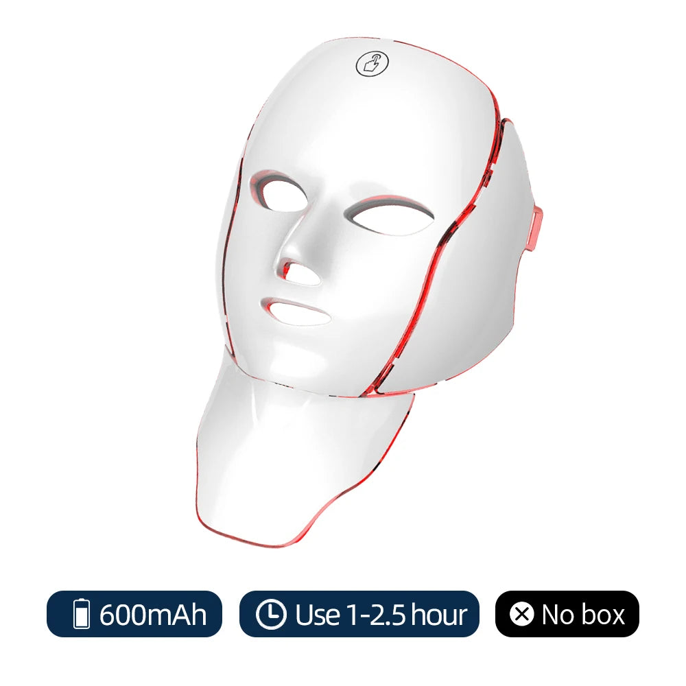 Foreverlily 7 Colors Light LED Facial Skin Care Mask With Neck Skin Rejuvenation Treatment Beauty Anti Acne Therapy Whitening