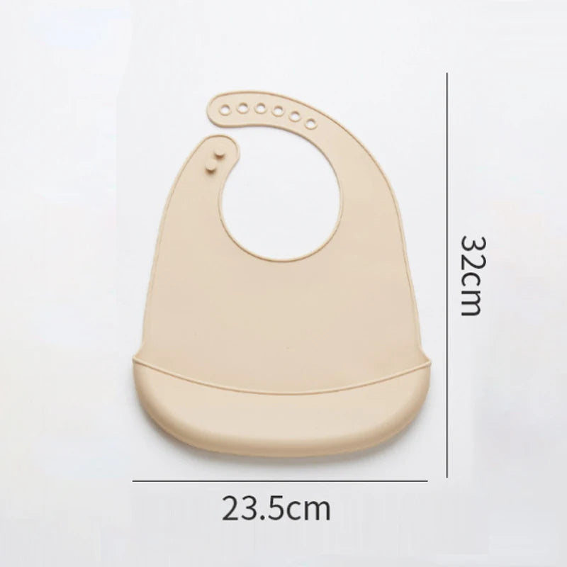 Baby Silicone Bibs Babies Waterproof Bib Solid Color 6-Speed Adjustment Saliva Pocket Children's Burp Cloths Accessories Newborn
