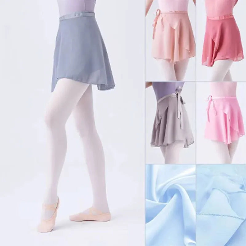 Woman Ballet Skirts WrapTutu Dance Skirt Chiffon Skirts for Girls Tie Up Mini Short Skirt for Dancing 19 Colors