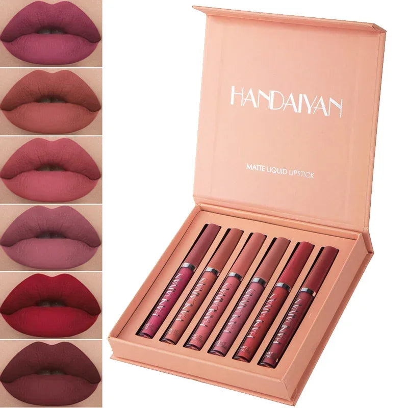 6pcs/1pcs Waterproof Lipgloss Makeup Lightweight Matte Lip Cosmetics Long Lasting Velvet Lipstick Moisturizing Sexy Lips Makeup - My Store