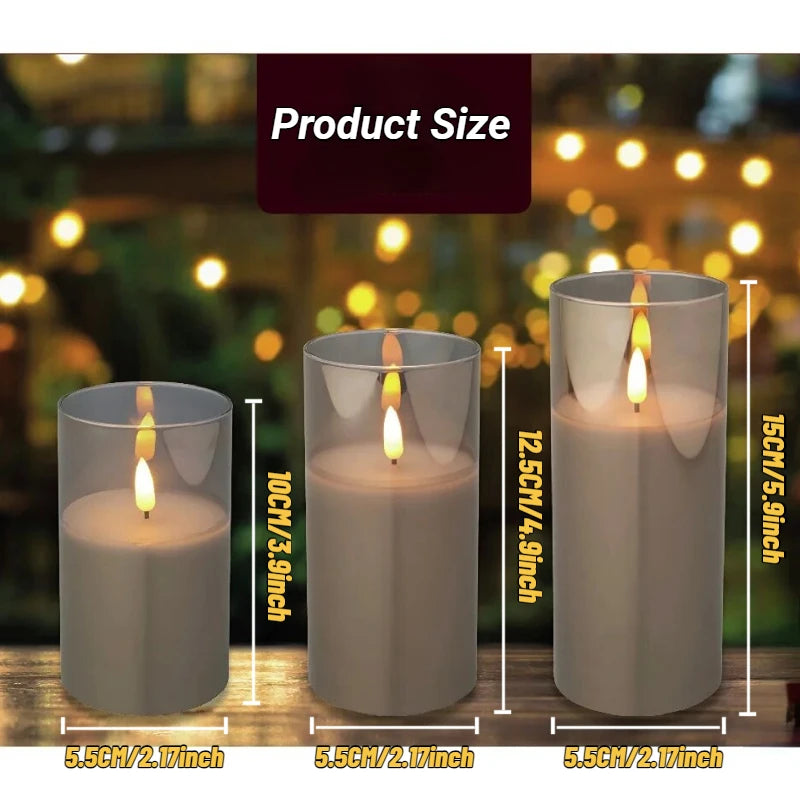 6-60pcs Acrylic Glass Led Candles With Batteries Wedding Flameless Candles Flickering Pillar Candle for Home Party Outdoor Decor