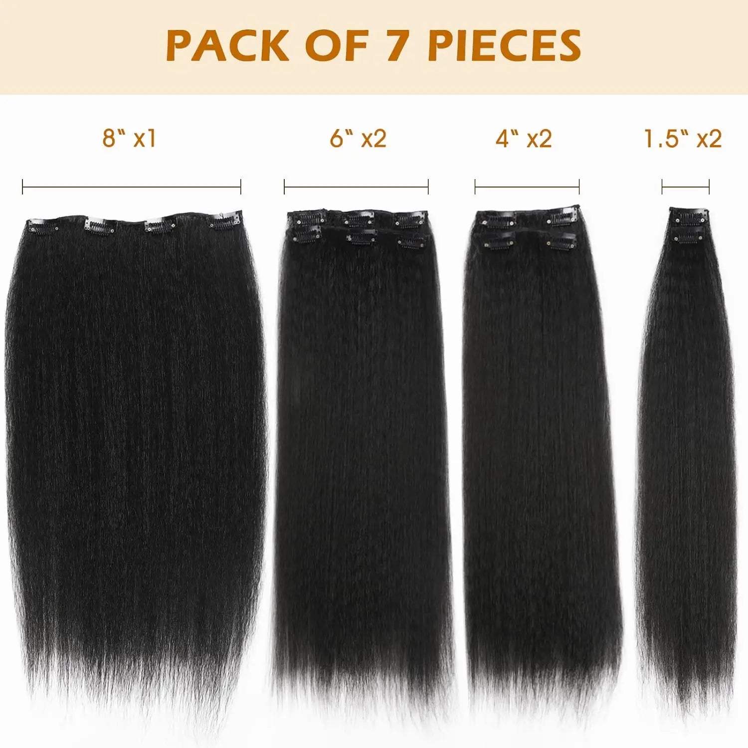 Synthetic 7PCS Clip in Hair Extensions Hair YAKI Straight Extensions for Black Women Long Layered Hair Extensions Heat Resistant