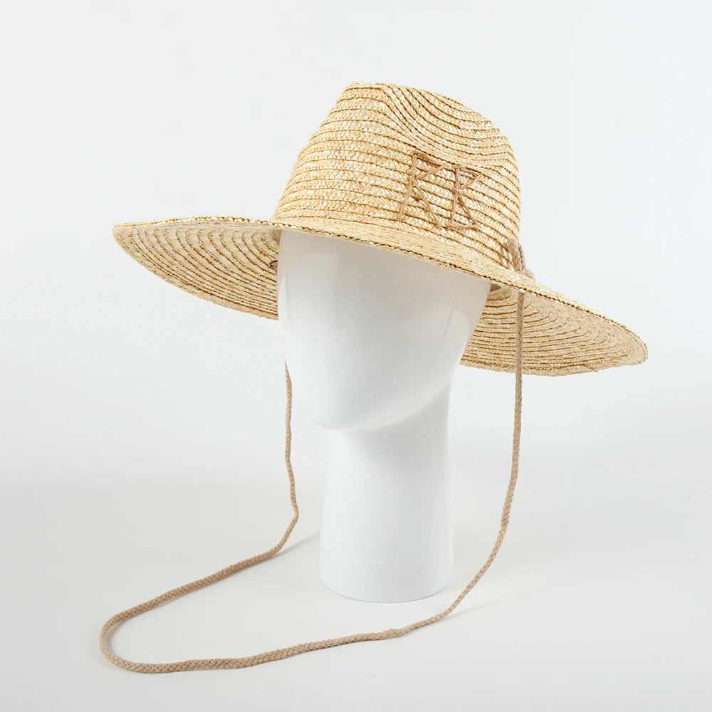New Belt Strap Straw Sun Hat for Women Fashion Vacation Beach UV Hats WideBrim Panama Hats Outdoor Wholesale