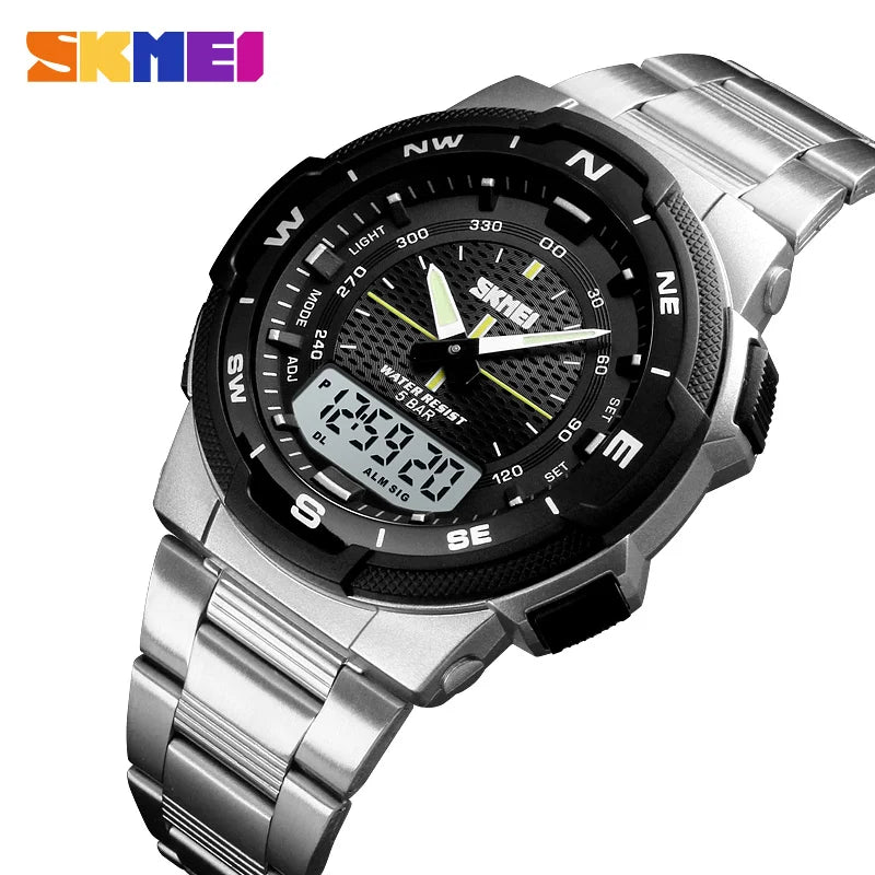 SKMEI 1370 Men Watch Fashion Quartz Sports Watches Stainless Steel Strap Men Watches Top Luxury Business Waterproof Wrist Watch
