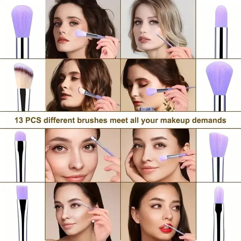 Professiona 13PCS Makeup Brushes Set Foundation Eyeshadow Blush Powder Blending Soft Fluffy Cosmetic Full Set Female Makeup Tool - My Store