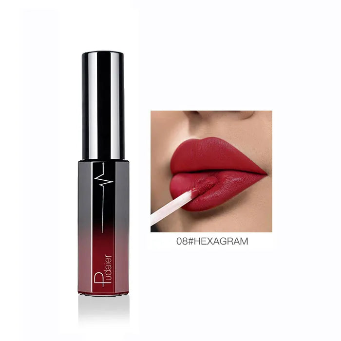 Pudaier Semi Matte Liquid Lipstick Lips Makeup Half Moisturizing Lip Gloss Makeup Cosmetics Moisturizer Lipgloss Make Up Batom - My Store