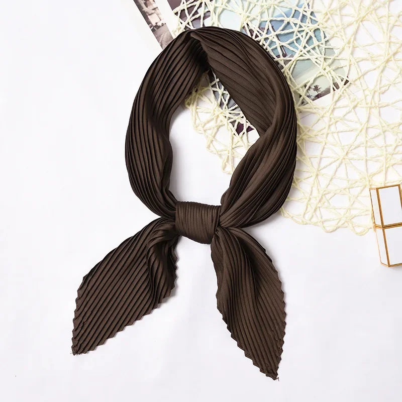 70*70cm Small Crinkle Hijab Scarf for Women Silk Satin Handkerchief Bag Scarfs Female Sqaure Headband Hair Scarves for Ladies