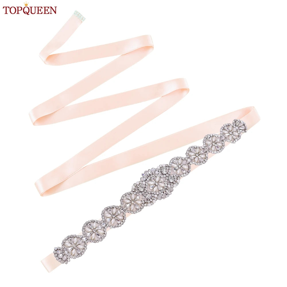 TOPQUEEN Luxury Bridal Belts With Rhinestone Bride Wedding Accessories Belt for Women Wedding Dress Sash Belt Formal Belts S161