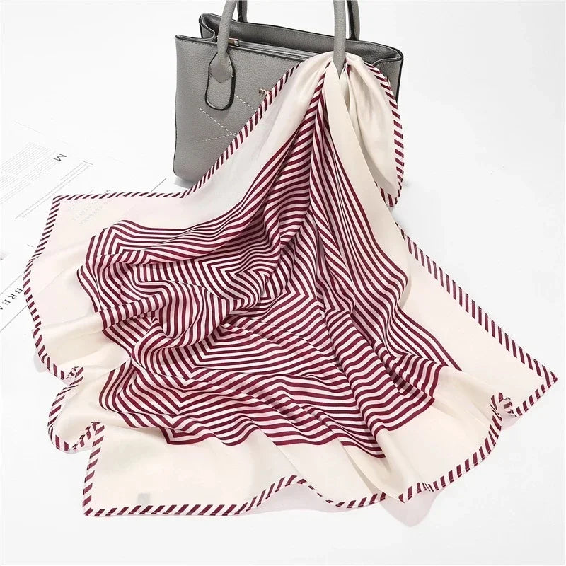 Fashion Kerchief Scarfs for Women Floral Print Hairband Neck Scarf for Ladies 70*70CM Small Shawls Square Silk Satin Bag Scarves