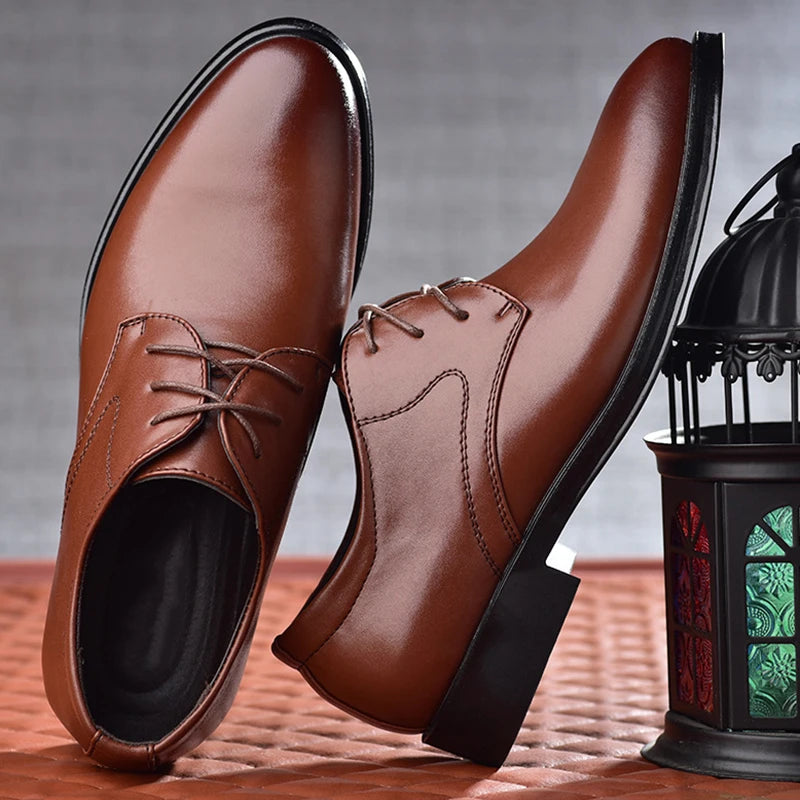 Men's Shoes Black Leather Formal Shoes for Men Oxfords Male Wedding Party Office Business Shoe Man Zapatos De Hombre Plus Size