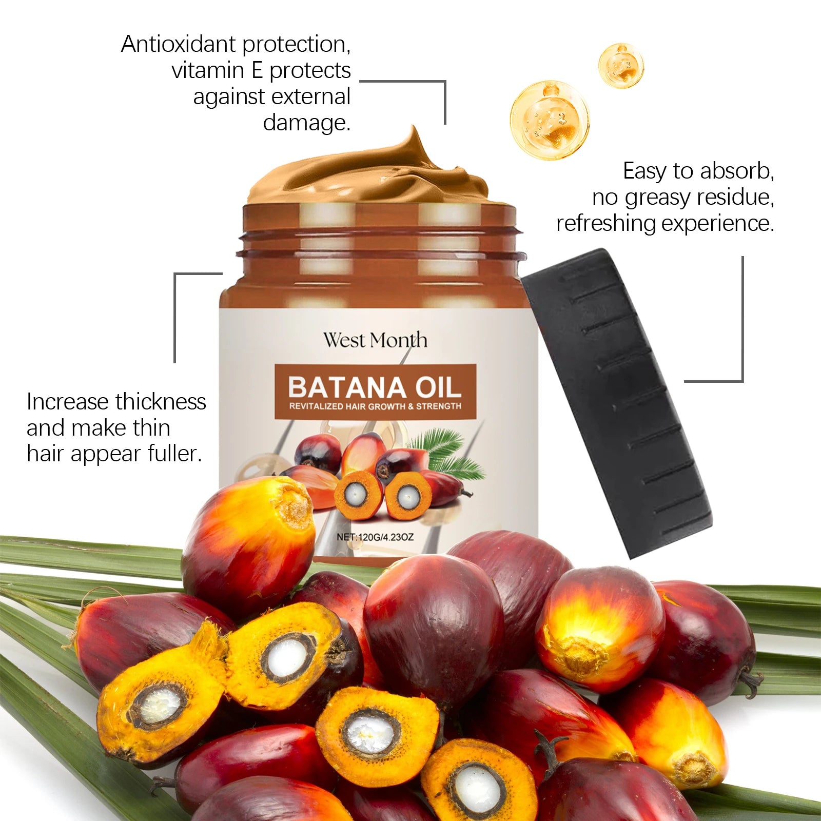 West Month Batana Oil Conditioner Natural Care Moisturizing Prevent Hair Loss and Hair Breakage Improve Hair Quality Soft Smooth