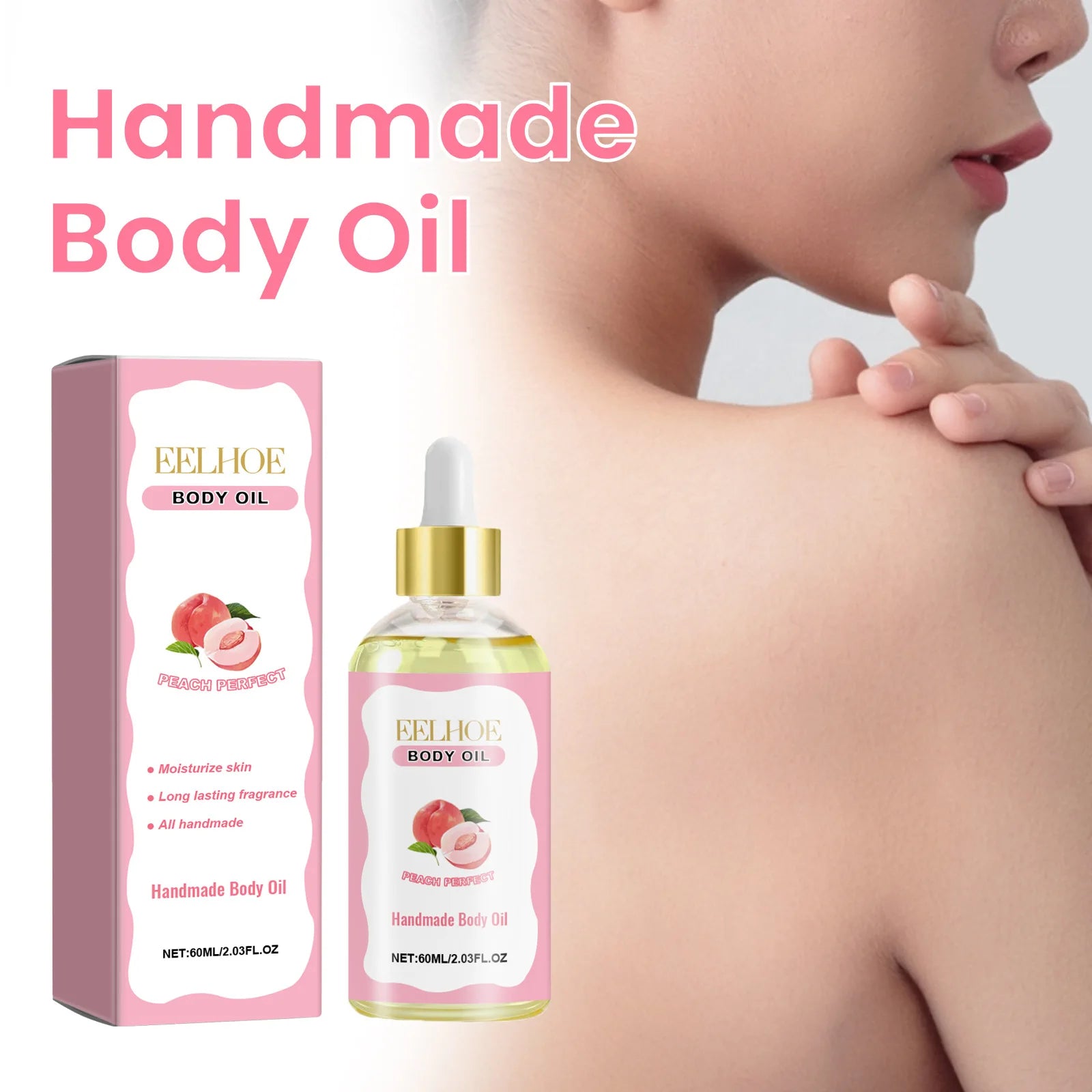 EELHOE Full Body Massage Oil Improve Skin Dryness Moisturizing Skin Nourishing Body Oil Peach Repair Skin Care Body Shimmer Oil