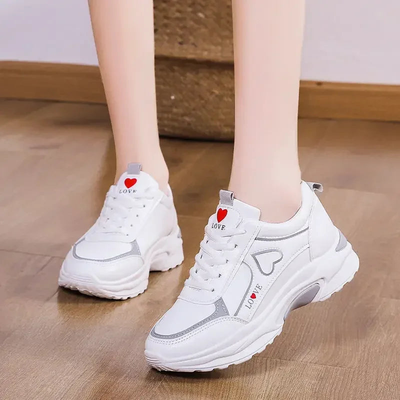 Women Shoes Heart-Shaped Platform Sneakers Woman Walking Sports-Shoes Breathable White Shoe Casual Sneaker Zapatos Mujer
