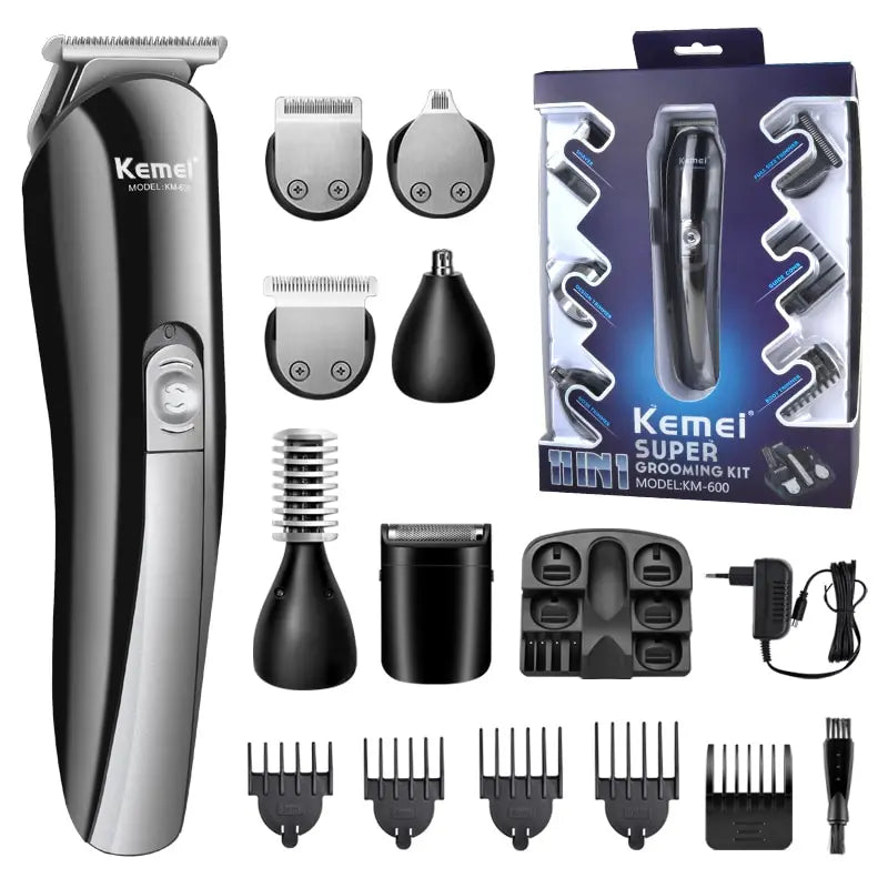 Kemei 6 in 1 Rechargeable Hair Trimmer Titanium Hair Clipper Electric Shaver Beard Trimmer Men Styling Tools Shaving Machine