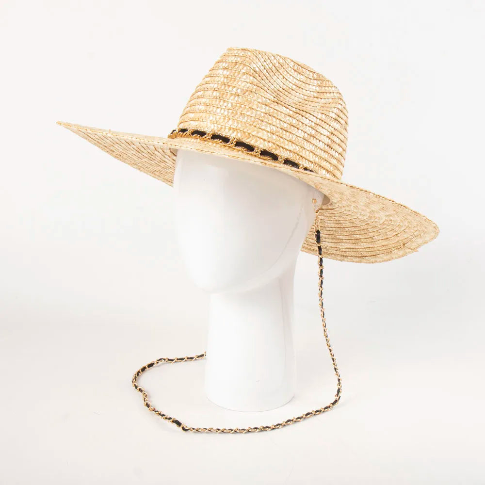 New Belt Strap Straw Sun Hat for Women Fashion Vacation Beach UV Hats WideBrim Panama Hats Outdoor Wholesale