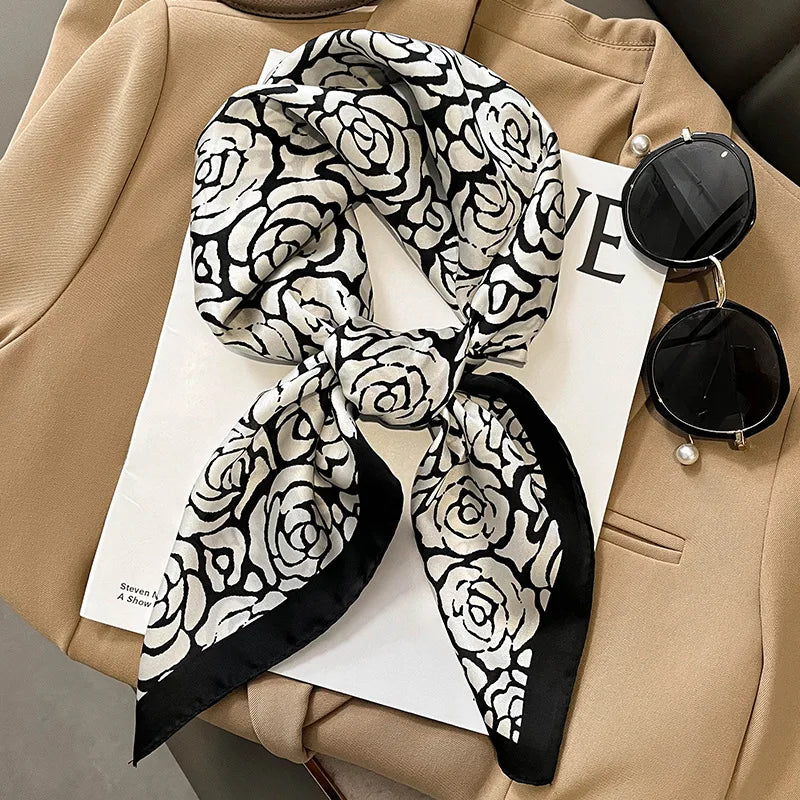 Fashion Scarves for Women Shawl Print Silk Satin Hijab Scarf Female Bandana 70*70cm Luxury Brand Square Shawls Scarfs for Ladies