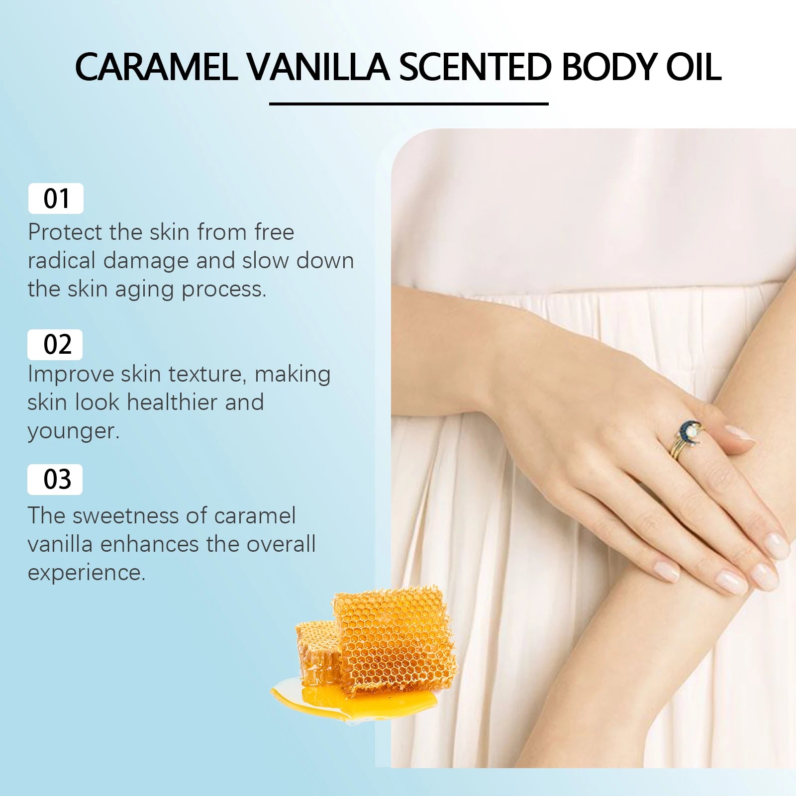 Caramel Vanilla Essential Oil for Body Repair Brightening Skin Lightening Nourish Long Lasting Scented Body Massage Oil 100ml