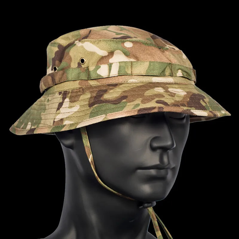 Tactical Boonie Hats Sun Fishing Hat Outdoor Camouflage Bobble Cap Hiking Fisherman Sniper Ghillie Bucket Hats