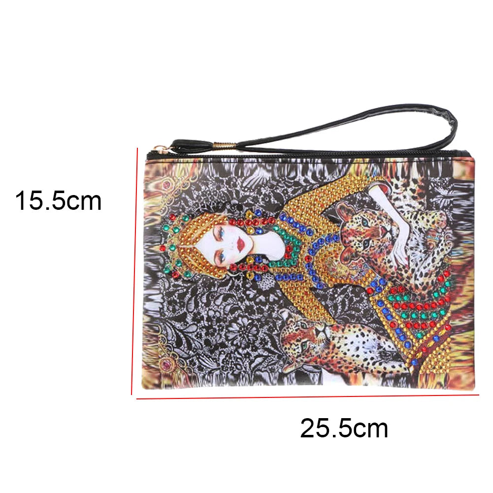 DIY Special Shaped Diamond Painting Bags Women Wristlet Bags Zipper Wallet Women Clutch Storage Bag Christmas Gift Girls Handbag