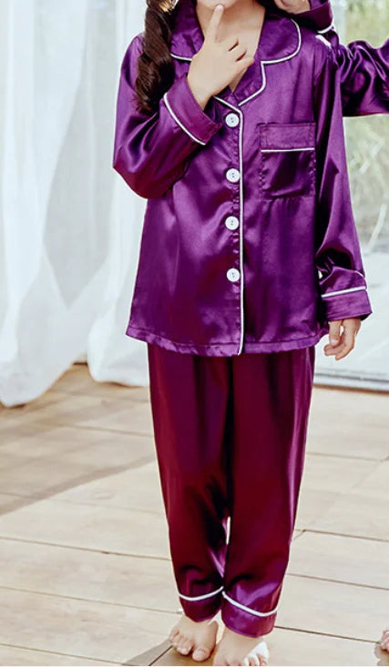 Personalized Kids Pajamas Customized Satin Pajamas for Kids Party Christmas Matching Family Pajamas Flower Girl Pajamas Kids Pjs