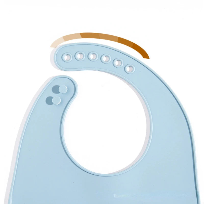 Baby Silicone Bibs Babies Waterproof Bib Solid Color 6-Speed Adjustment Saliva Pocket Children's Burp Cloths Accessories Newborn