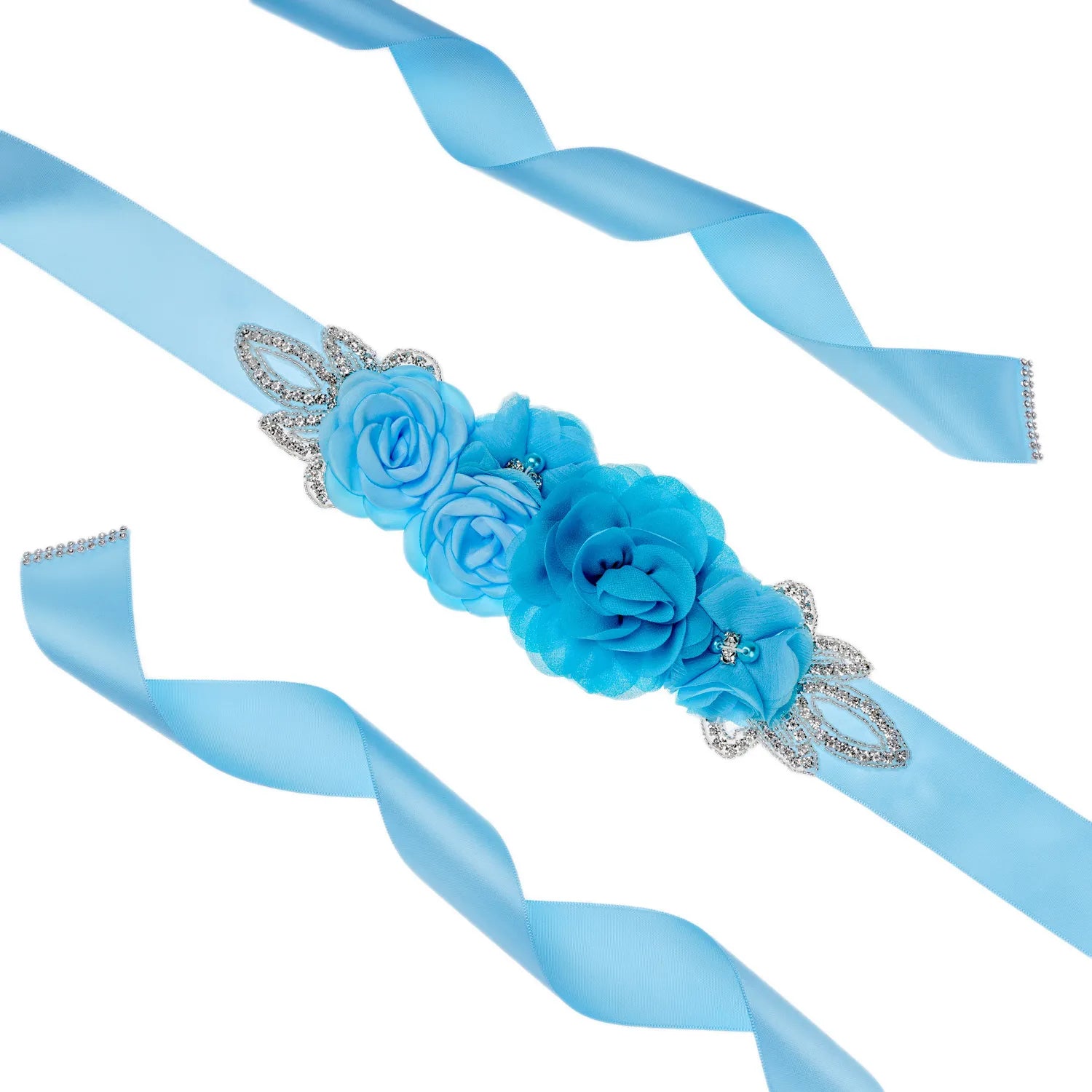 Wedding Accessories Bridal Belts Satin Flower Sash Woman Girl Belts Flower Bead Belts Floral Belt Wedding Rhinestone Flower Belt