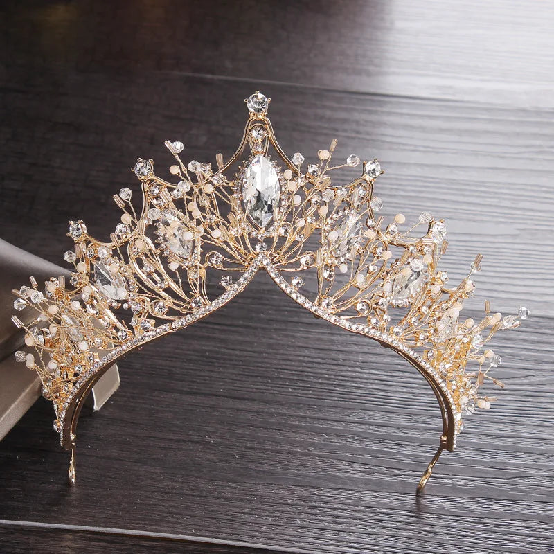 Baroque Vintage Costume Bridal Jewelry Sets Rhinestone Crystal Tiaras Crown Earrings Necklace Wedding Bride Luxury Jewelry Set