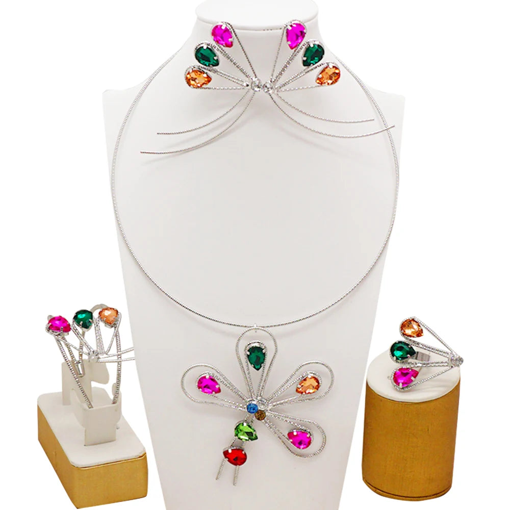 Dubai Gold Color Flower Jewelry Sets for Women Costume India Jewellery Set African Beads Jewelry Sets Wedding Gift