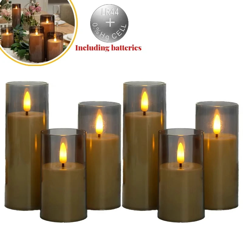 6-60pcs Acrylic Glass Led Candles With Batteries Wedding Flameless Candles Flickering Pillar Candle for Home Party Outdoor Decor