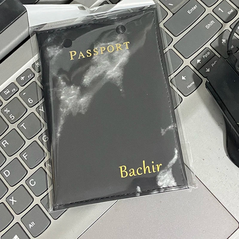Customize Name Passport Cover Travel Wallet Covers for Passports Gold Letters Passeport Personnalisé
