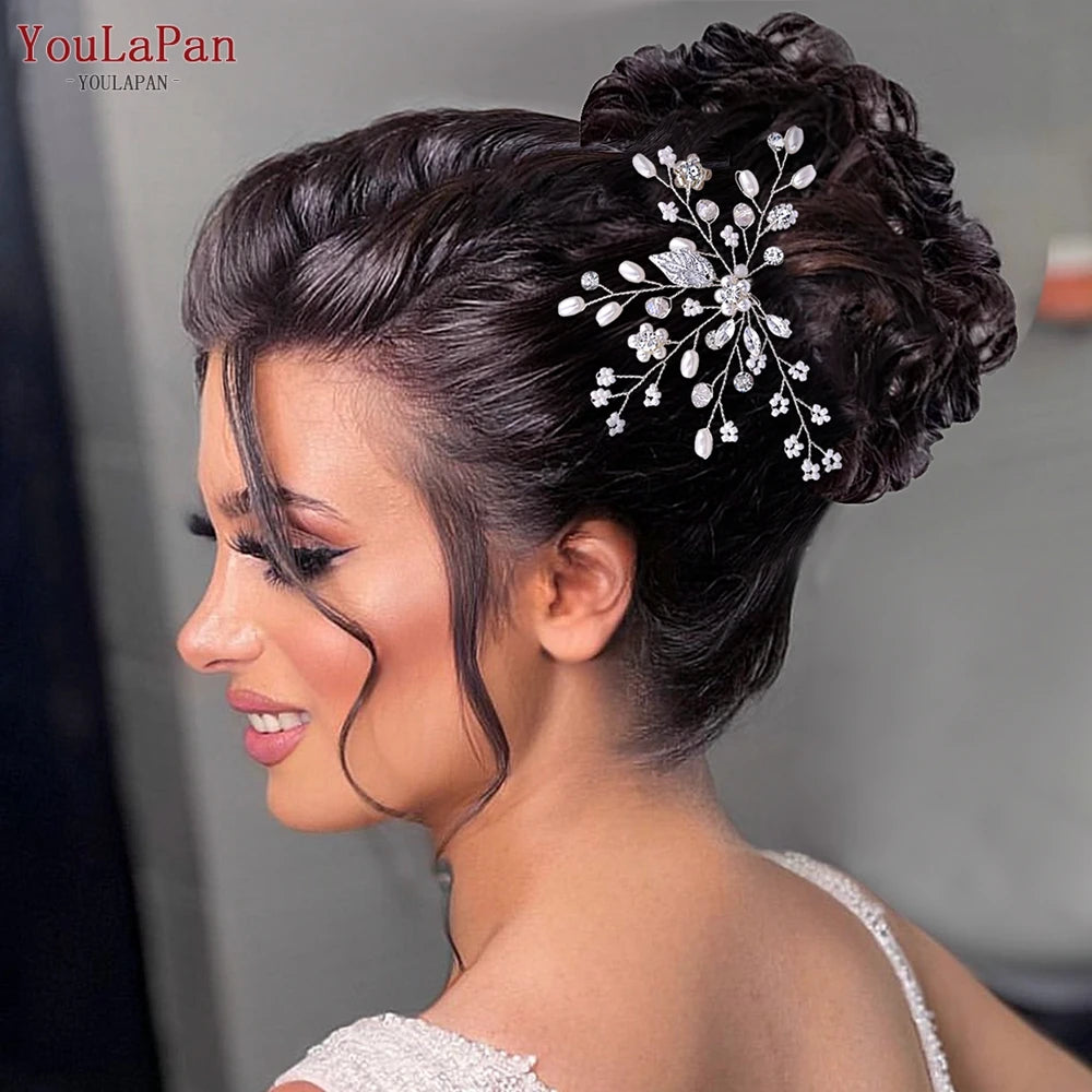 TOPQUEEN U Hair Pins Wedding Hair Accessories Rhinestone Headpieces Ladies Hairs Accessories Korean Women Hair Comb HP103-1