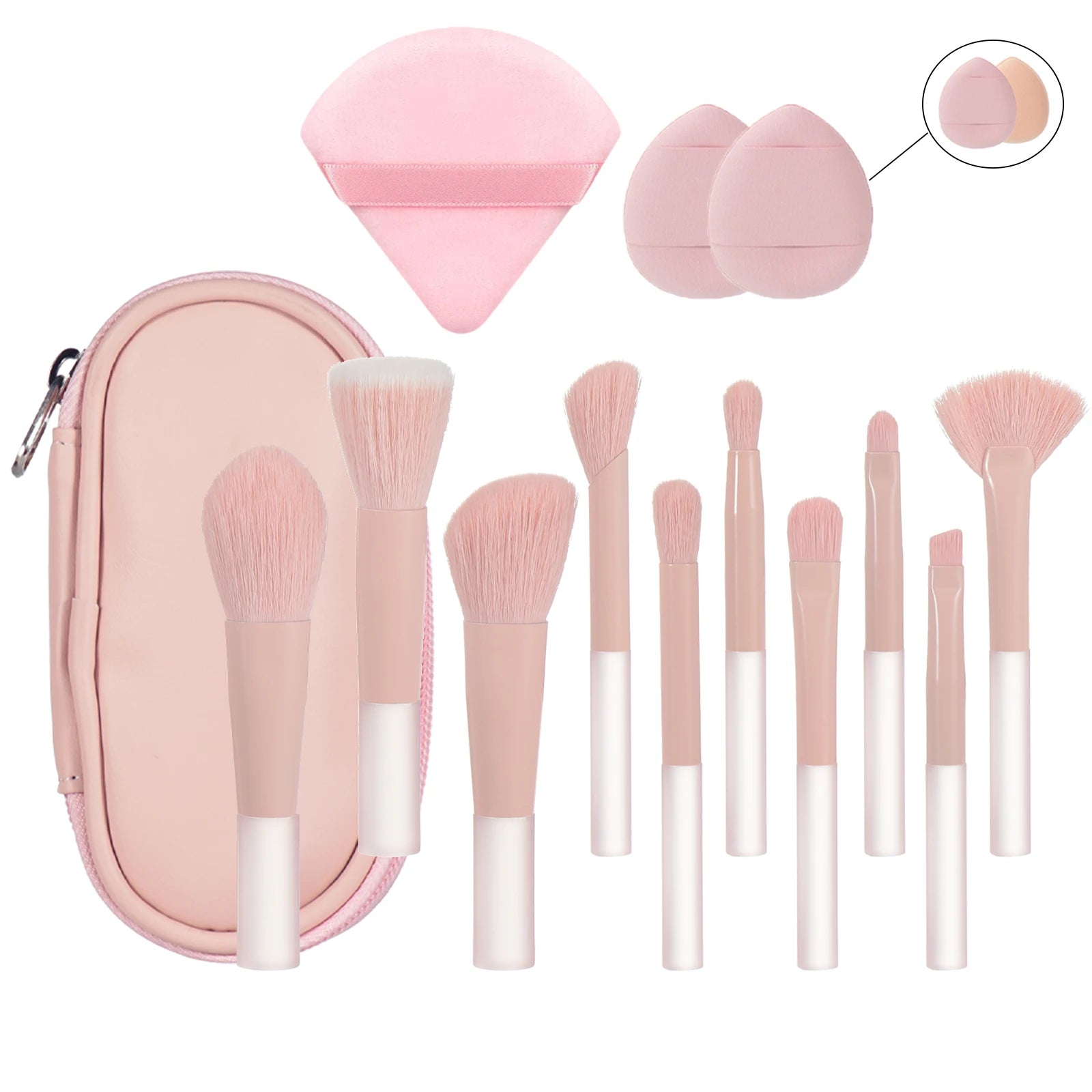 10 Color Mini Makeup Brush Travel Portable Makeup Tool Makeup Puff - Palm Brush Professional Makeup Tool Set Christmas Gift - My Store