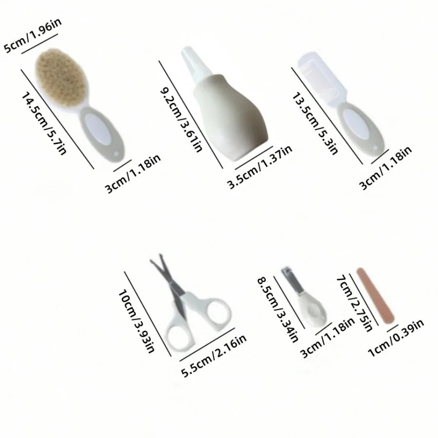 Baby Care Kit Six-Piece Baby Nasal Inhaler Nail Clipper Brush File Comb Scissors Set Daily Cleaning and Care Accessories for Bab