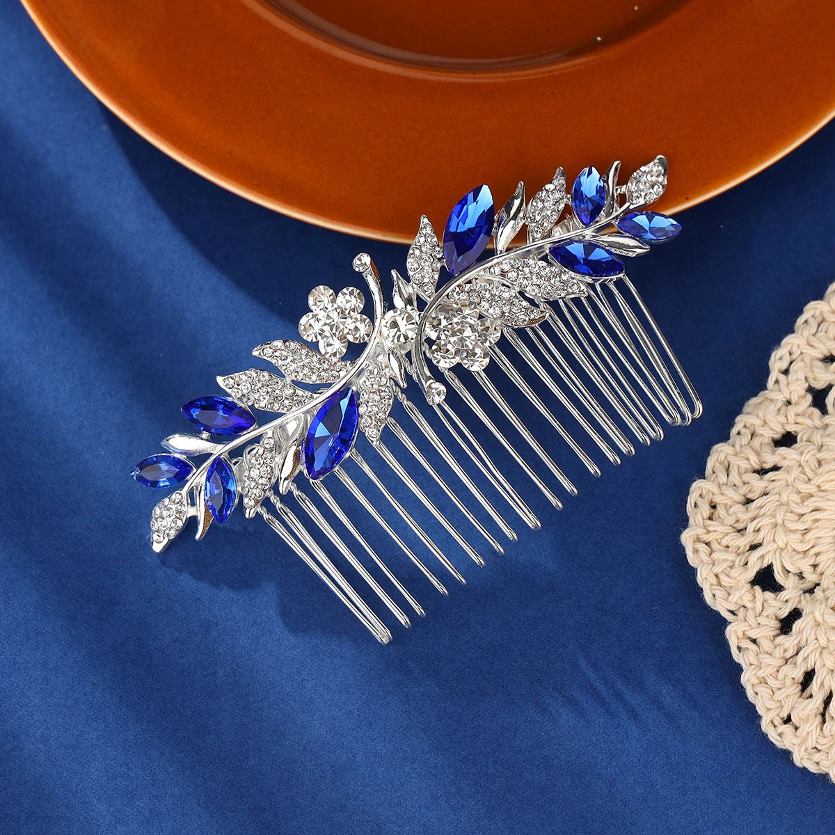Dreamy Sapphie Blue  Wedding Headwear Hair Comb Bride Hair Accessories