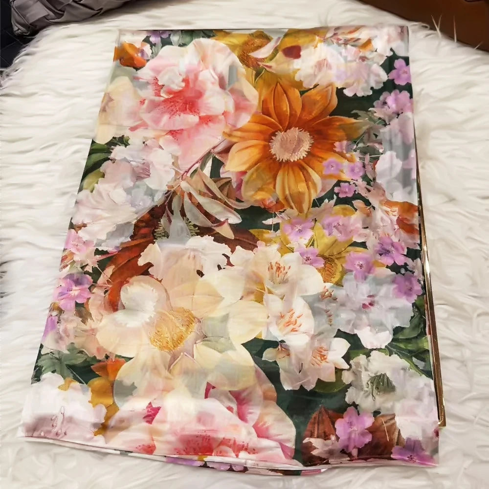 White100% Silk Scarf Women Scarves Bufandas Summer Beach Shawls Foulard Fall Winter Brand Flower Design Long Neck Scarves Hijabs