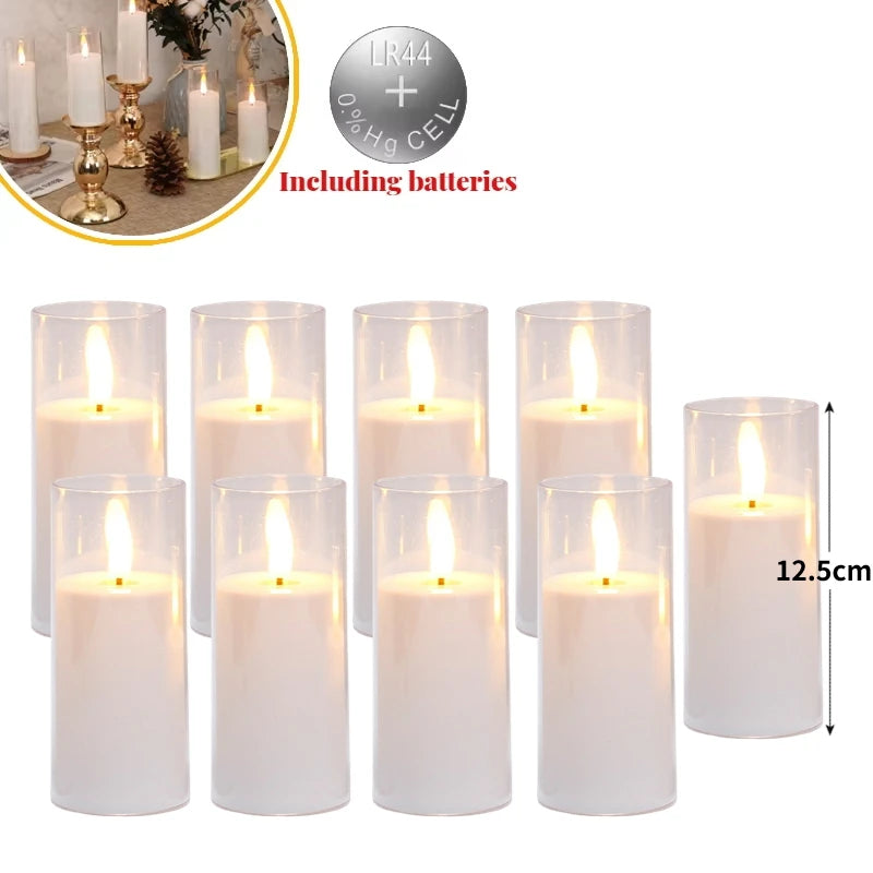 6-60pcs Acrylic Glass Led Candles With Batteries Wedding Flameless Candles Flickering Pillar Candle for Home Party Outdoor Decor