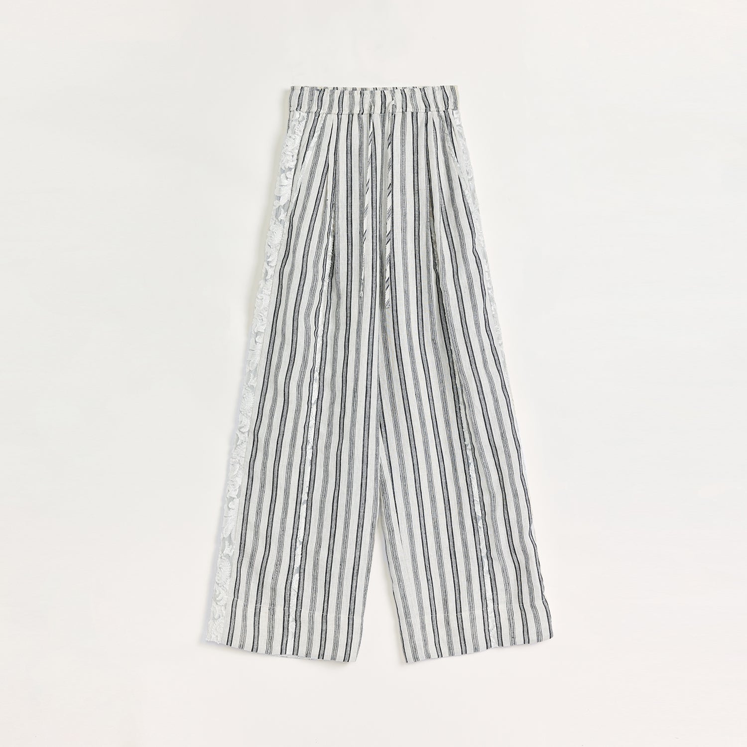 Linen Vertical Stripe Drape Wide Leg Casual Pants"Fashion Tension"