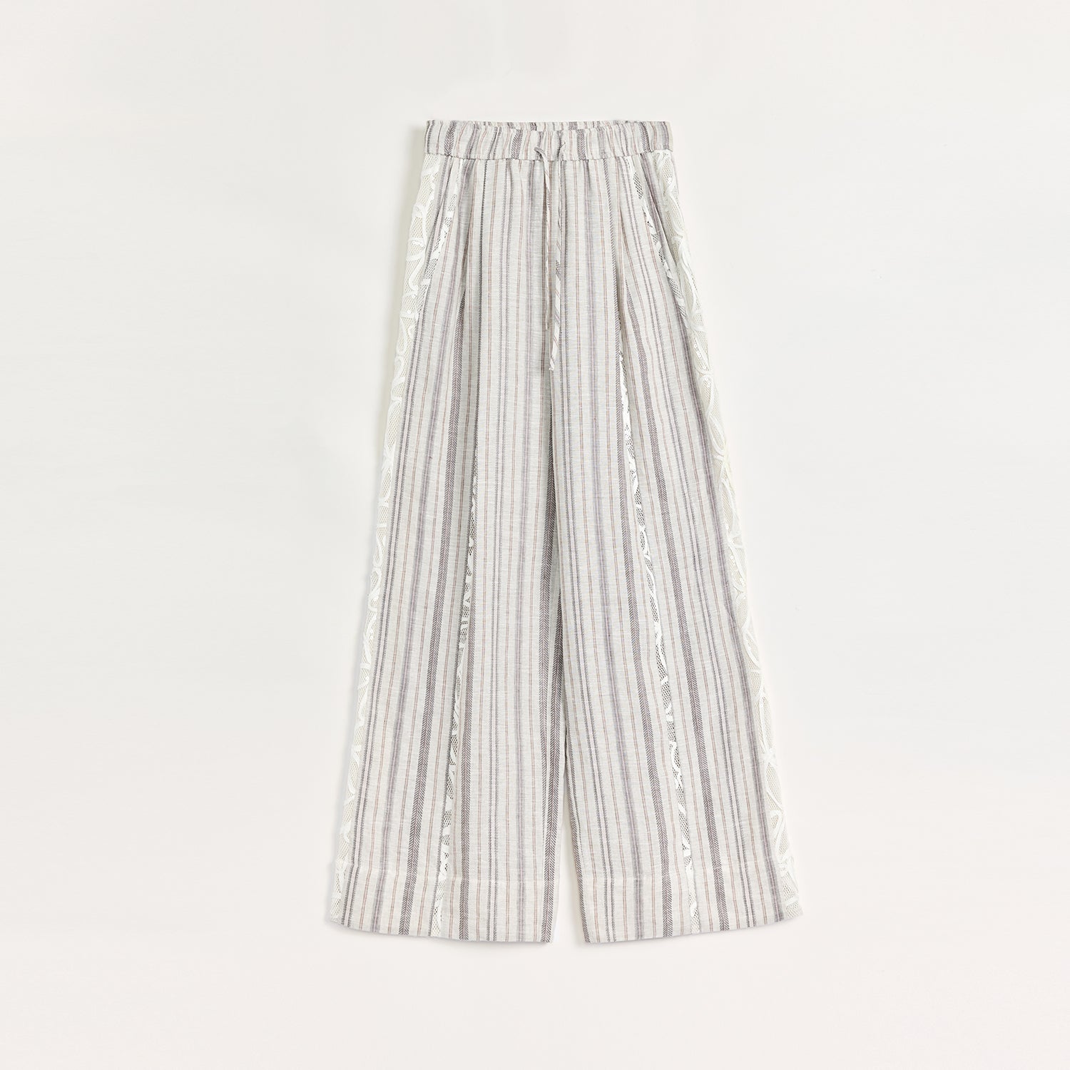 Linen Vertical Stripe Drape Wide Leg Casual Pants"Fashion Tension"