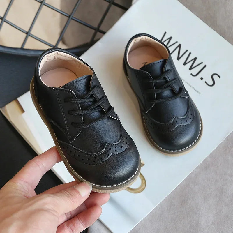 High Quality Children Leather Shoes Boys Sneakers Breathable Baby Toddler Shoes Flat Lace Up Leisure Boys Sneaker C12214