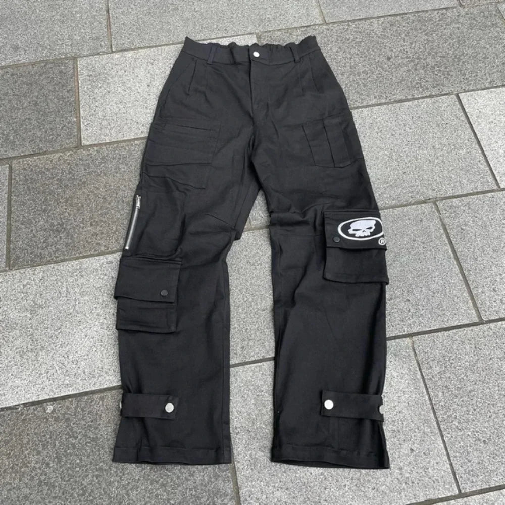 New Baggy Casual Wide Leg Jeans Men Street Retro Hip Hop Print Jeans Trend Fashion Black High-Waist Jean Y2k Men Clothing 2023