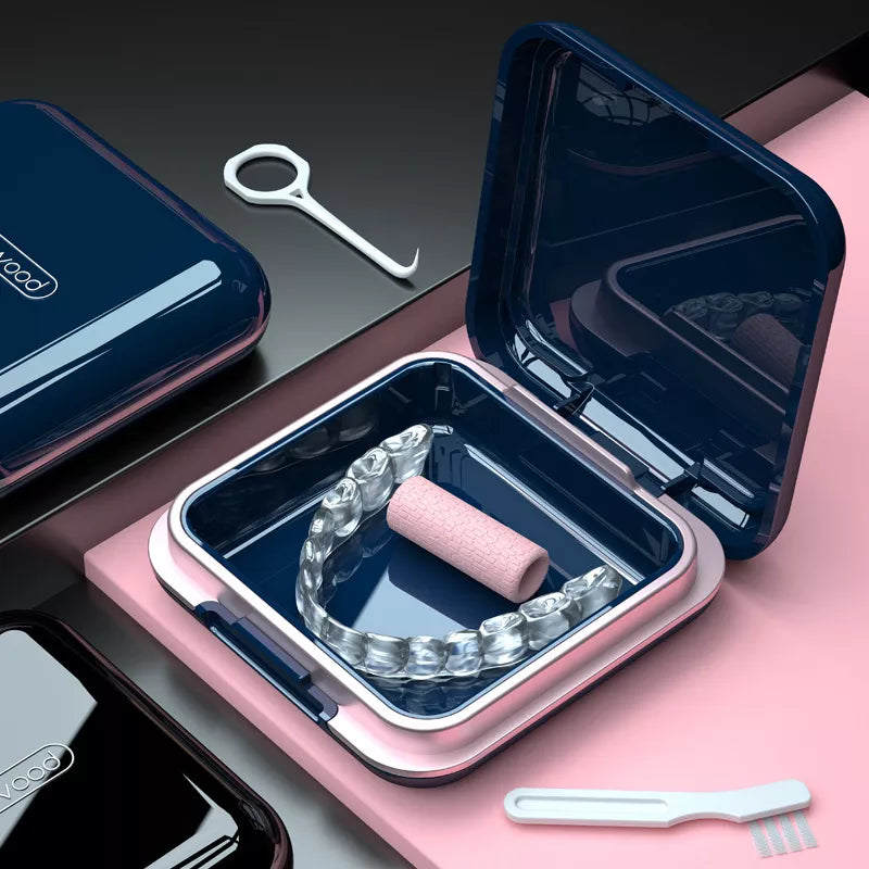 High Quality Orthodontic Retainer Braces Storage Box Soaking Invisible Teeth Denture Cleaning Tooth Storage Portable Belt Case