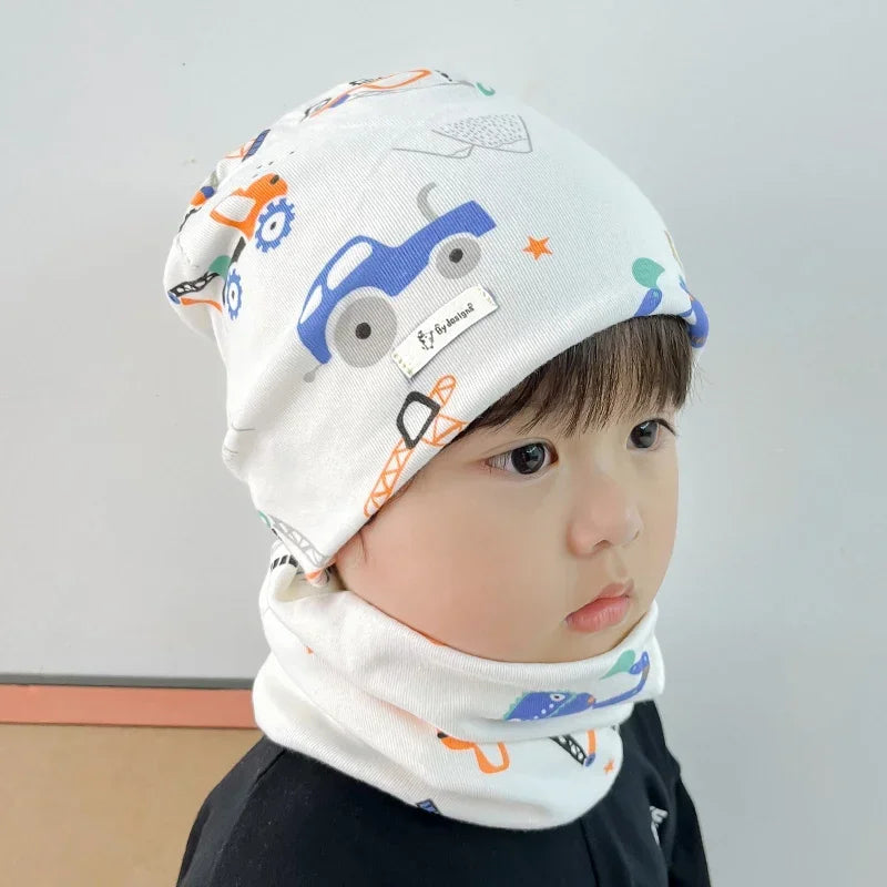 Winter Spring Cotton Baby Hat Scarf Infant Hat Set Duvet Fabric Beanie Hats for Kids Baby Girl Hat Baby Boy Hat Plush Warm Hat
