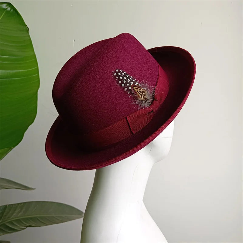Hats Fedoras  Wide Brim Hat Panama Felt Hat for Male Jazz Hat Church Top Cap British Women Fedoras Hats for Men шляпа женская