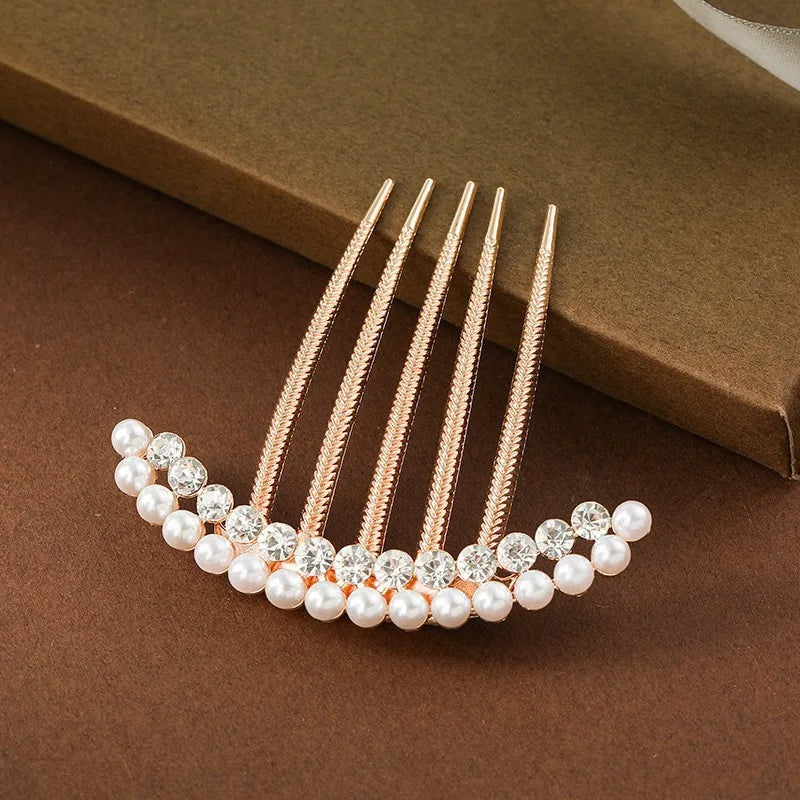 Women Bridal Flower Rhinestone Hair Combs Clips Wedding Hair Accessories Hair Pin Bride Barrette Hair Tiara Jewelry Accessories